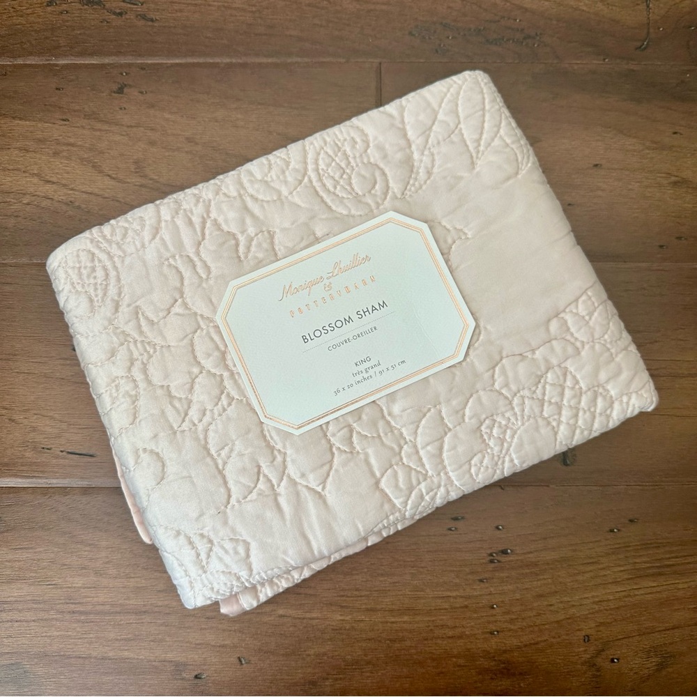 NWT Pottery Barn x Monique Lhuillier Pink Satin Blossom Sham